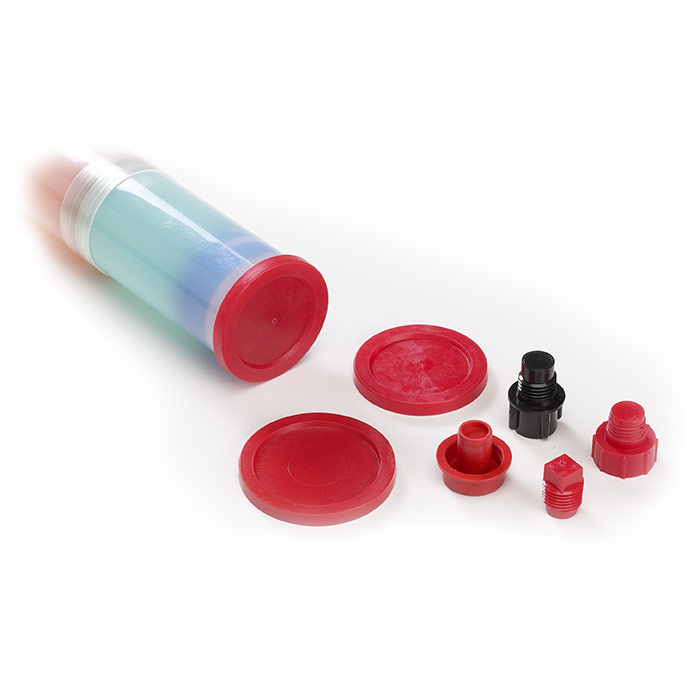 Red Cartridge Flange Cap, 2.5oz. , 6oz., 8oz., 12oz. PE, (QTY=1000)